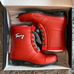 Red Tommy Hilfiger Rain Boots; Size 6